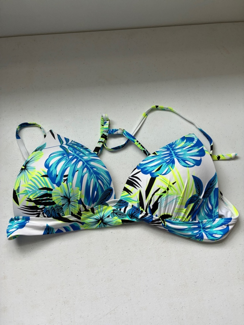 Ardene Blue & Lime Tropical Print Women's Bikini Top and bottom
